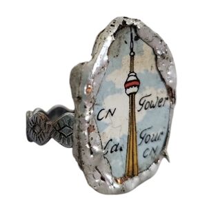 Upcycled Souvenir Collectible CN Tower La Tour Canada Spoon Ring